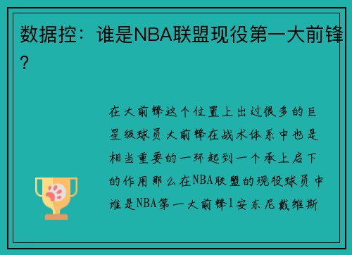 数据控：谁是NBA联盟现役第一大前锋？